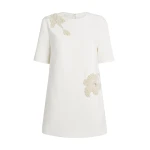 Safiyaa Ripley Short Dress in Ivory with Pearl - Safiyaa Dresses - Heavy Crepe Cape Gown - Shop at Coveti