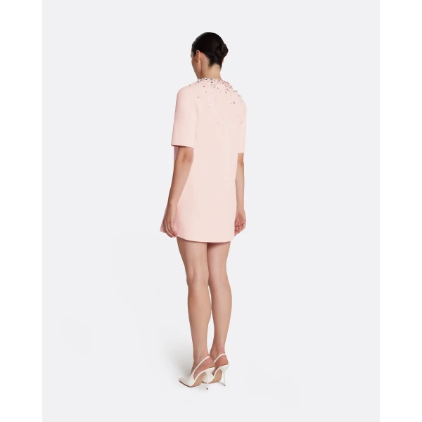 Safiyaa Ripley Short Dress in Pale Pink with Multi-pastels Embellishment, view 3
