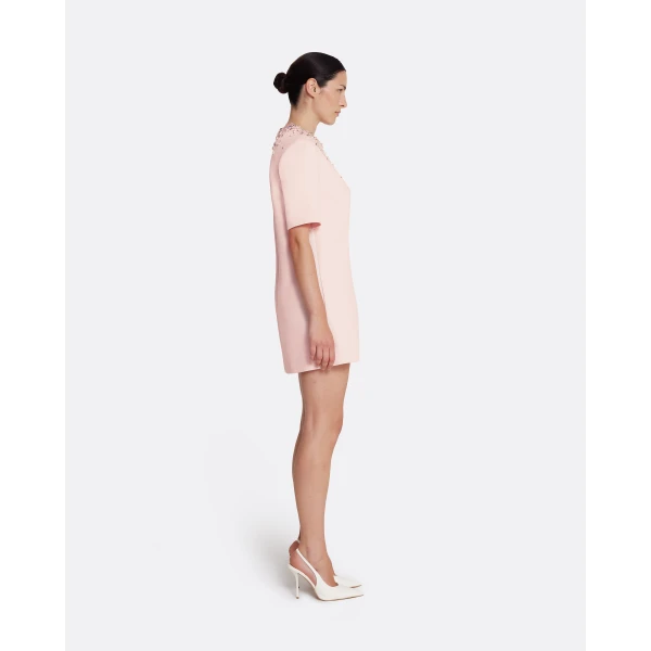 Safiyaa Ripley Short Dress in Pale Pink with Multi-pastels Embellishment, view 5
