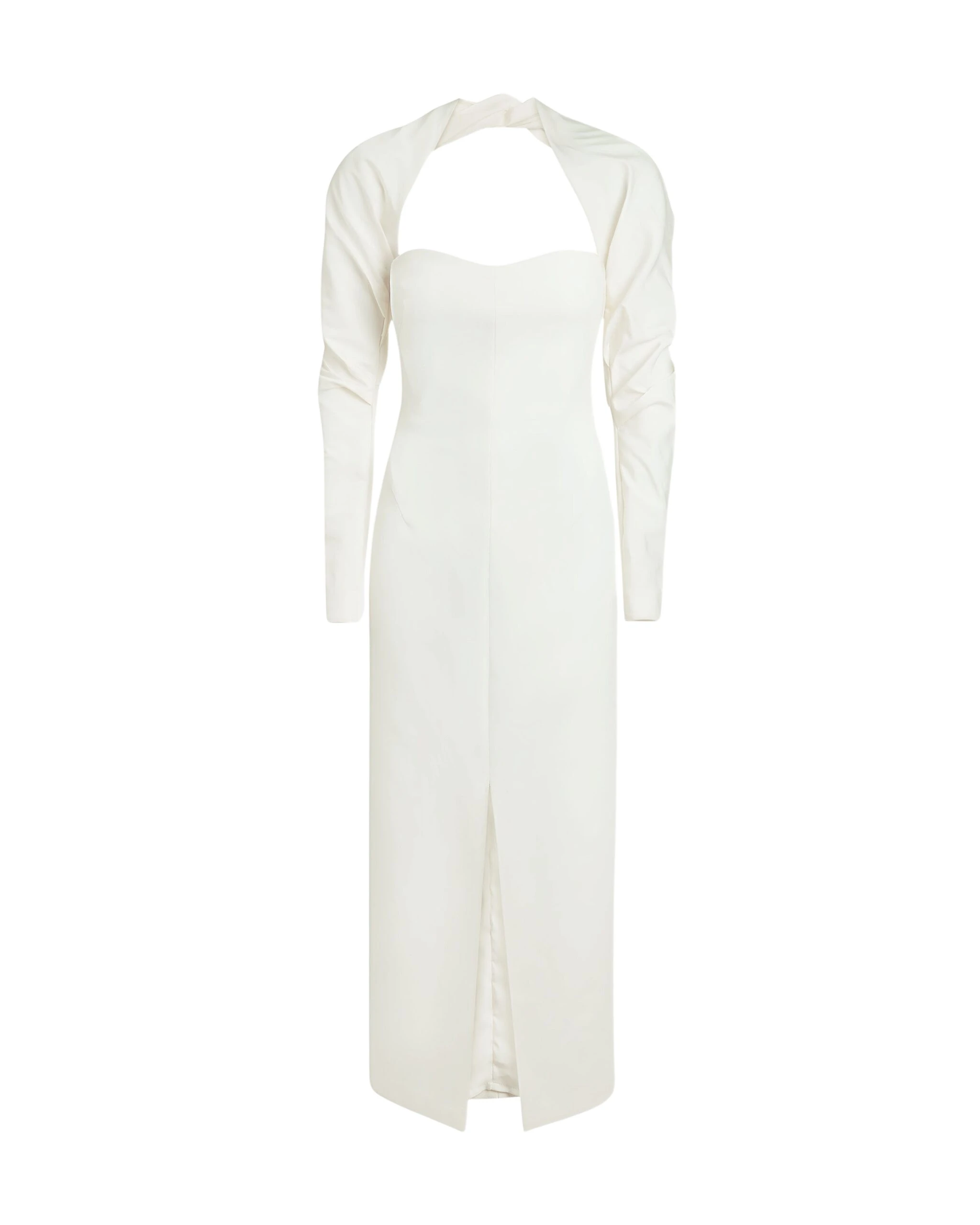 Safiyaa-Romane-Ivory-Midi-Dress-Coveti-scaled65151_nobg Safiyaa Romane Ivory Midi Dress - Safiyaa Dresses - Heavy Crepe Cape Gown - Shop at Coveti