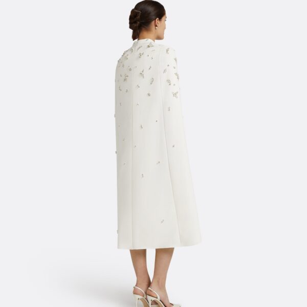 Safiyaa Roni Ivory Dress - Safiyaa Dresses - Heavy Crepe Cape Gown - Shop at Coveti