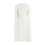 Safiyaa Roni Ivory Dress - Safiyaa Dresses - Heavy Crepe Cape Gown - Shop at Coveti