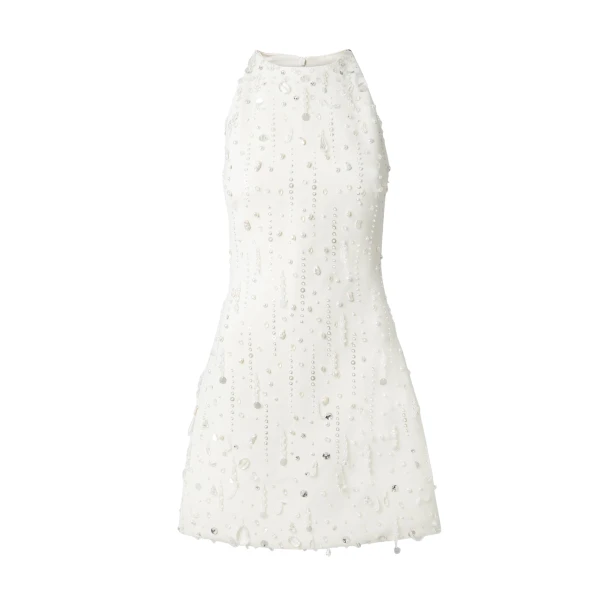 Safiyaa Rosmand Ivory Short Dress - Safiyaa Dresses - Heavy Crepe Cape Gown - Shop at Coveti