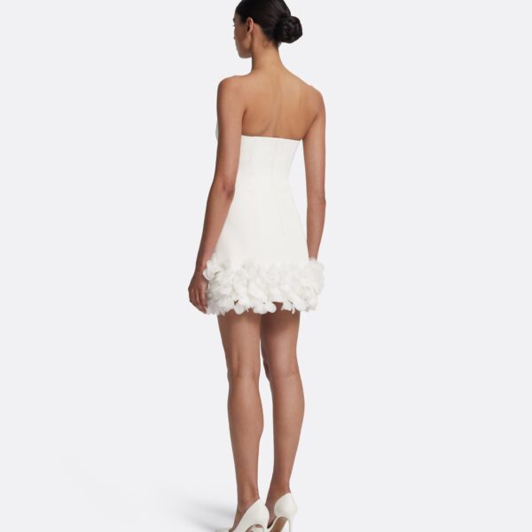 Safiyaa Rowan Short Dress in Ivory with Ivory Appliqué - Safiyaa Dresses - Heavy Crepe Cape Gown - Shop at Coveti