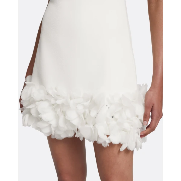 Safiyaa Rowan Short Dress in Ivory with Ivory Appliqué, view 4