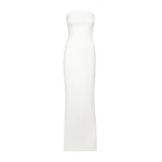Safiyaa Soshin Ivory Strapless Dress - Safiyaa Dresses - Heavy Crepe Cape Gown - Shop at Coveti