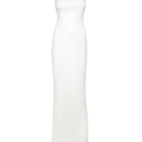Safiyaa Soshin Ivory Strapless Dress - Safiyaa Dresses - Heavy Crepe Cape Gown - Shop at Coveti