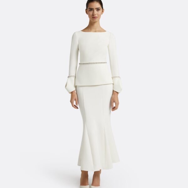 Safiyaa Tottie Ivory Top - Safiyaa Tops - Heavy Crepe Cape Gown - Shop at Coveti