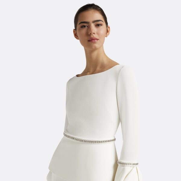 Safiyaa Tottie Ivory Top - Safiyaa Tops - Heavy Crepe Cape Gown - Shop at Coveti