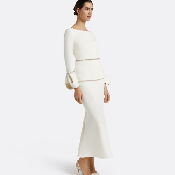 Safiyaa Tottie Ivory Top - Safiyaa Tops - Heavy Crepe Cape Gown - Shop at Coveti