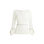 Safiyaa Tottie Ivory Top - Safiyaa Tops - Heavy Crepe Cape Gown - Shop at Coveti