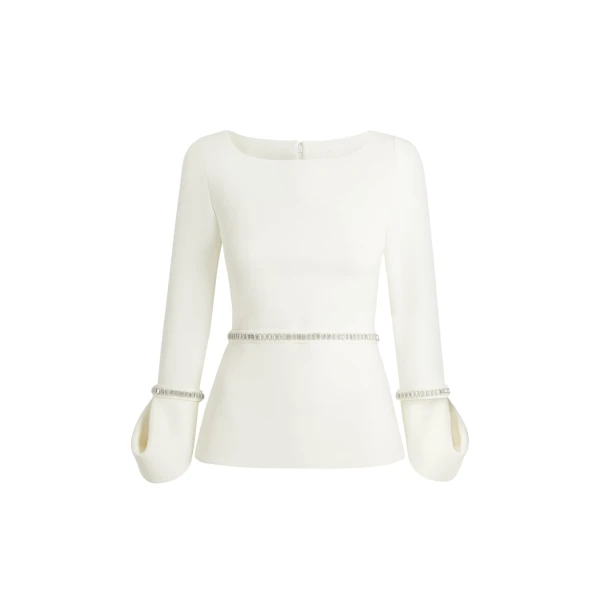Safiyaa Tottie Ivory Top - Safiyaa Tops - Heavy Crepe Cape Gown - Shop at Coveti