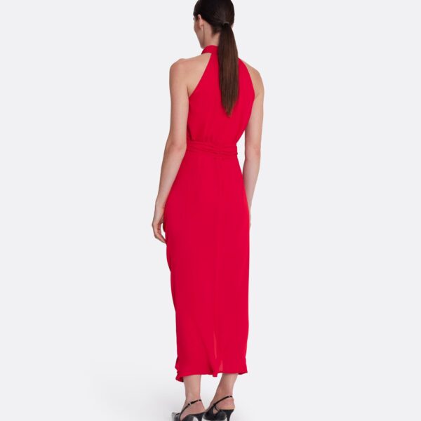Safiyaa Valentina Midi Dress in Azalea Red - Safiyaa Dresses - Heavy Crepe Cape Gown - Shop at Coveti