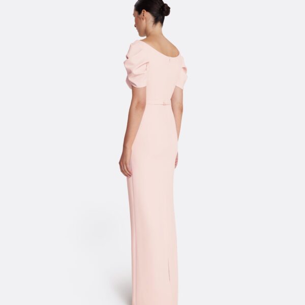 Safiyaa Vanna Dress Long in Pale Pink - Safiyaa Dresses - Heavy Crepe Cape Gown - Shop at Coveti