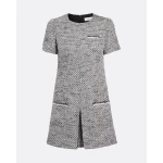Safiyaa Virna Short Dress in Greyscale - Safiyaa Dresses - Heavy Crepe Cape Gown - Shop at Coveti