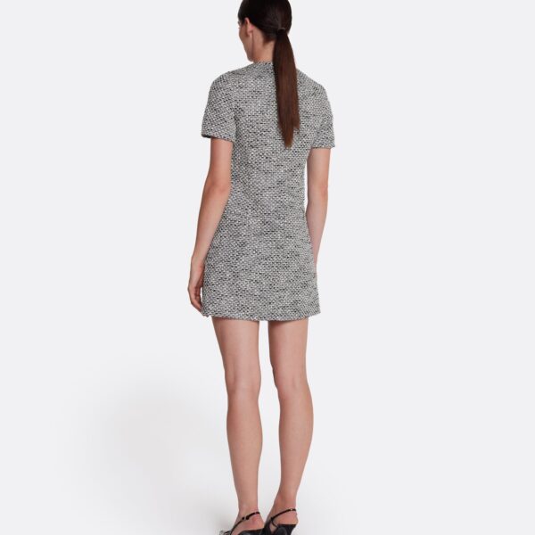 Safiyaa Virna Short Dress in Greyscale - Safiyaa Dresses - Heavy Crepe Cape Gown - Shop at Coveti