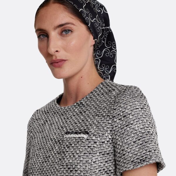 Safiyaa Virna Short Dress in Greyscale - Safiyaa Dresses - Heavy Crepe Cape Gown - Shop at Coveti