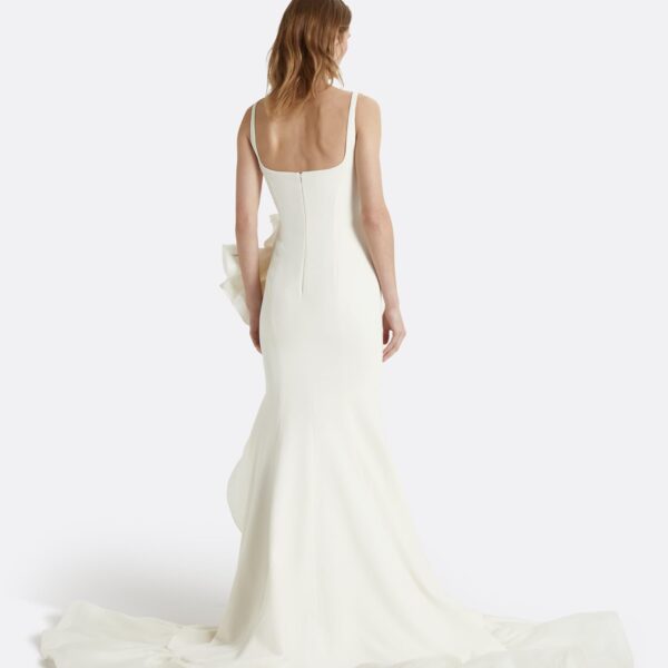 Safiyaa Yana Ivory Long Dress - Safiyaa Dresses - Heavy Crepe Cape Gown - Shop at Coveti