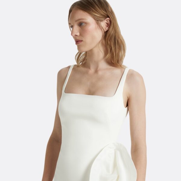 Safiyaa Yana Ivory Long Dress - Safiyaa Dresses - Heavy Crepe Cape Gown - Shop at Coveti