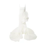 Safiyaa Yana Ivory Long Dress - Safiyaa Dresses - Heavy Crepe Cape Gown - Shop at Coveti