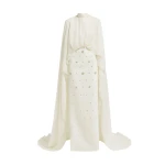 Safiyaa Yulena Ivory Long Dress - Safiyaa Dresses - Heavy Crepe Cape Gown - Shop at Coveti