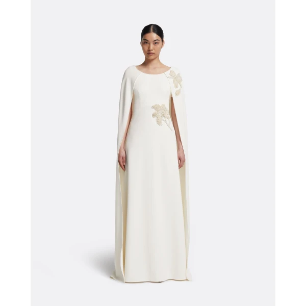 Safiyaa Yuna Long Dress in Ivory with Pearl, view 2