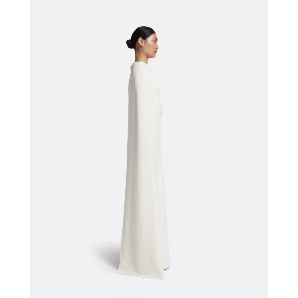 Safiyaa Yuna Long Dress in Ivory with Pearl, view 5