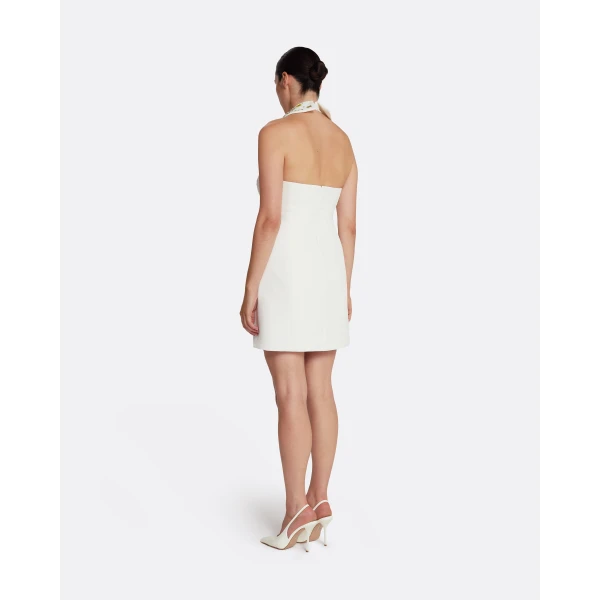 Safiyaa Zura Short Dress in Ivory with Gold Embellishment, view 3