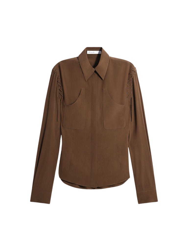 Schiaparelli Lace-Up Shirt Tops in Schiaparelli Authentic Luxury Fashion at Coveti