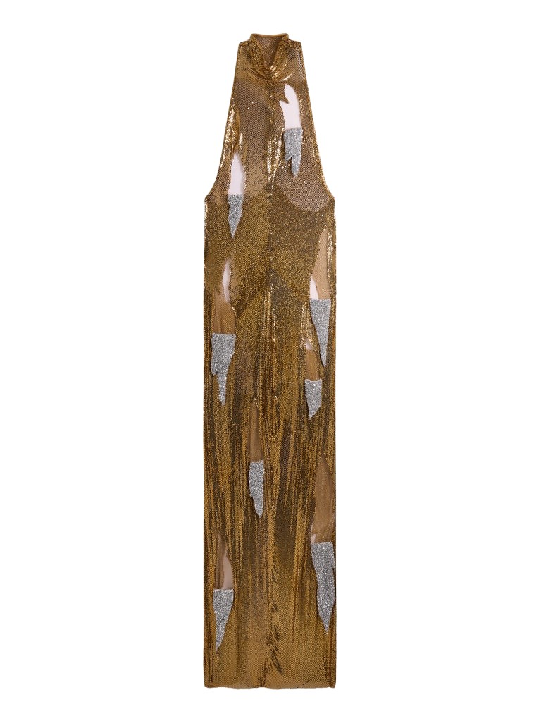 Schiaparelli Metallic Torn Dress Dresses in Schiaparelli Authentic Luxury Fashion at Coveti