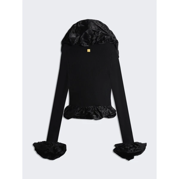 Schiaparelli Sculptural Ruffle Cardigan Knitwear in Schiaparelli Authentic Luxury Fashion at Coveti