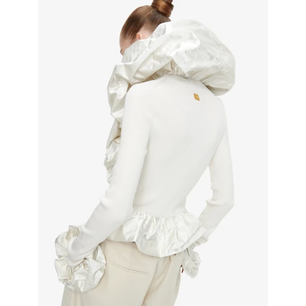 Schiaparelli Sculptural Ruffle Cardigan Knitwear in Schiaparelli Authentic Luxury Fashion at Coveti