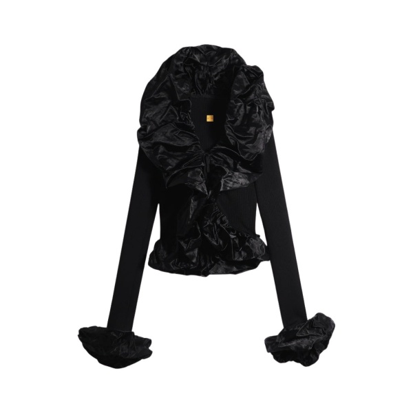 Schiaparelli Sculptural Ruffle Cardigan Knitwear in Schiaparelli Authentic Luxury Fashion at Coveti