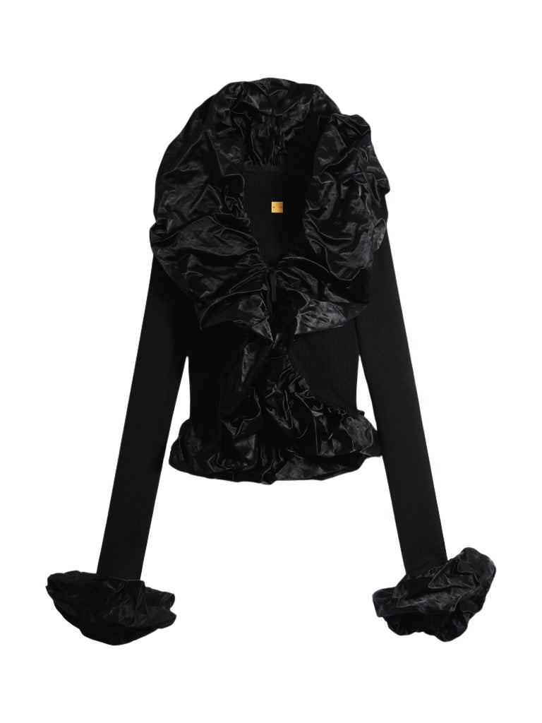 Schiaparelli Sculptural Ruffle Cardigan Knitwear in Schiaparelli Authentic Luxury Fashion at Coveti