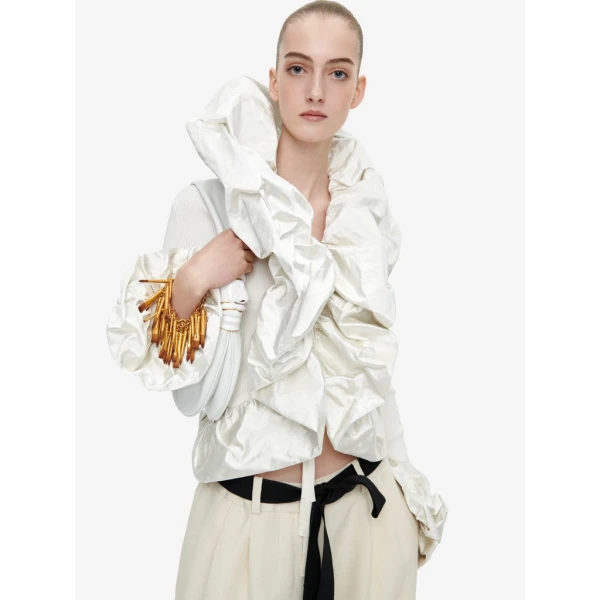 Schiaparelli Sculptural Ruffle Cardigan Knitwear in Schiaparelli Authentic Luxury Fashion at Coveti