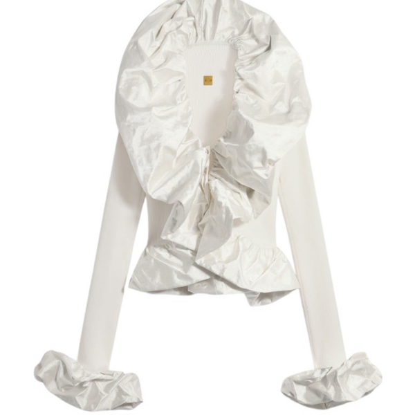 Schiaparelli Sculptural Ruffle Cardigan Knitwear in Schiaparelli Authentic Luxury Fashion at Coveti