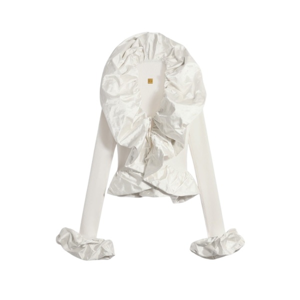 Schiaparelli Sculptural Ruffle Cardigan Knitwear in Schiaparelli Authentic Luxury Fashion at Coveti