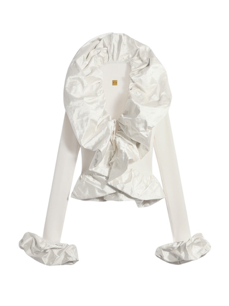 Schiaparelli Sculptural Ruffle Cardigan Knitwear in Schiaparelli Authentic Luxury Fashion at Coveti