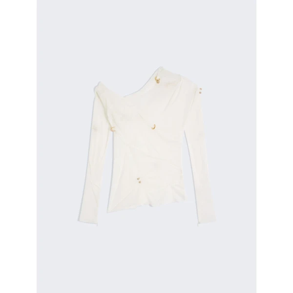 Schiaparelli Sheer Draped Top Tops in Schiaparelli Authentic Luxury Fashion at Coveti