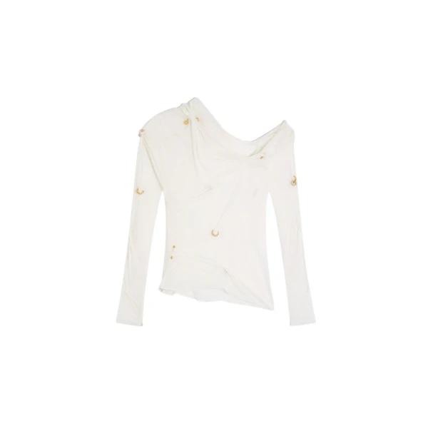 Schiaparelli Sheer Draped Top Tops in Schiaparelli Authentic Luxury Fashion at Coveti