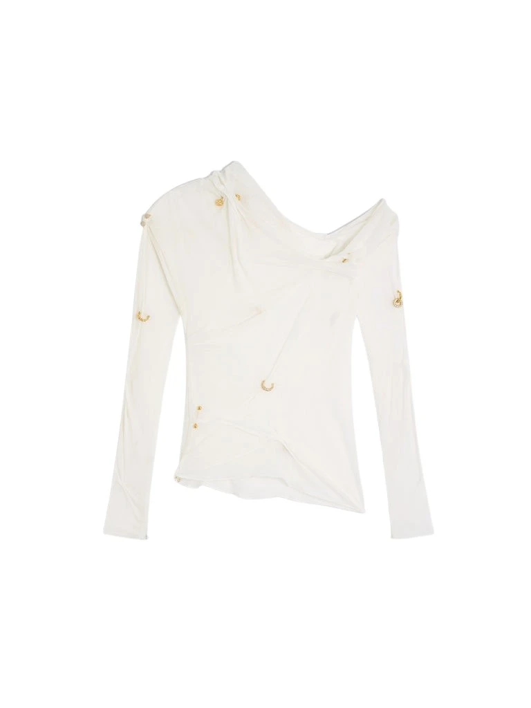 Schiaparelli-Sheer-Draped-Top67688_nobg Schiaparelli Sheer Draped Top Tops in Schiaparelli Authentic Luxury Fashion at Coveti