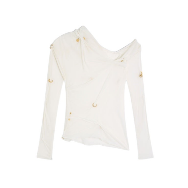 Schiaparelli Sheer Draped Top Tops in Schiaparelli Authentic Luxury Fashion at Coveti