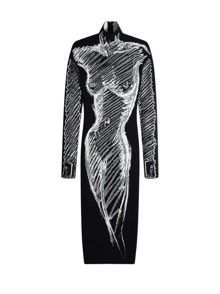Schiaparelli-Trompe-LOeil-Dress94813_nobg Schiaparelli Trompe L'Oeil Dress Dresses in Schiaparelli Authentic Luxury Fashion at Coveti