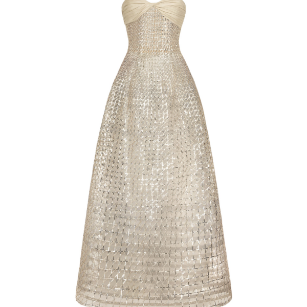 Oscar de la Renta Sequin & Bugle Bead Lattice Gown - Dresses - American Luxury Evening Wear at Coveti