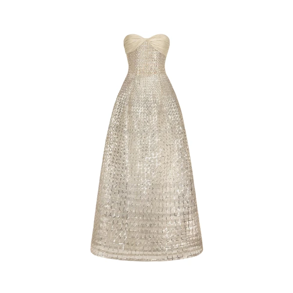 Oscar de la Renta Sequin & Bugle Bead Lattice Gown - Dresses - American Luxury Evening Wear at Coveti