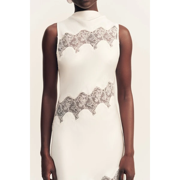 Simona Asymmetrical Panelled Maxi Dress - Ivory - Image 9
