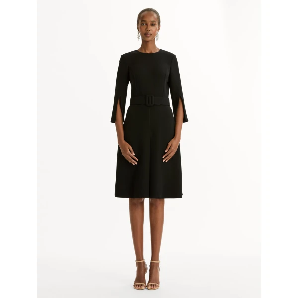 Oscar de la Renta Split-Sleeve Wool-Blend Dress - Dresses - American Luxury Evening Wear at Coveti