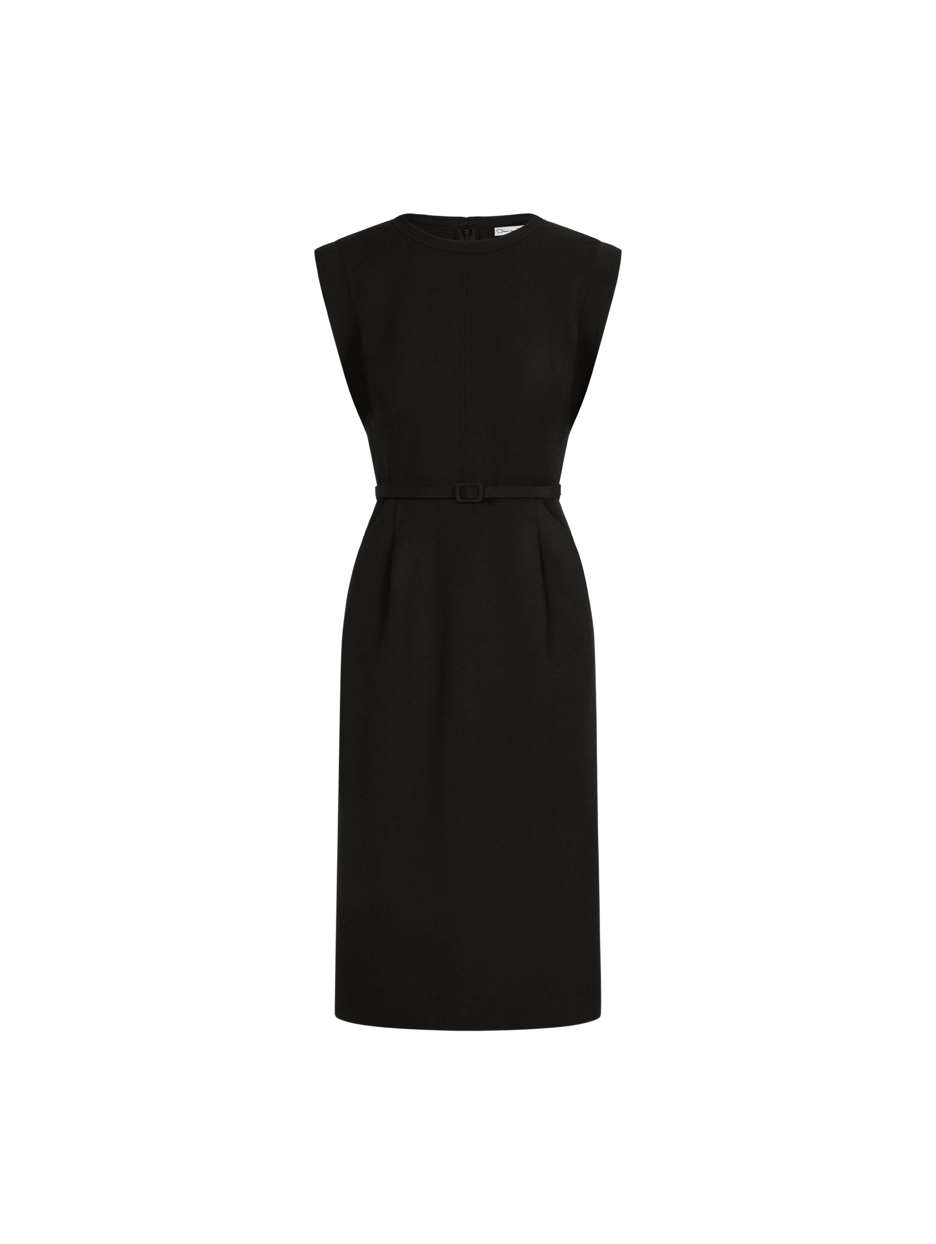 Oscar de la Renta Stitch-Detailed Wool-Blend Pencil Dress