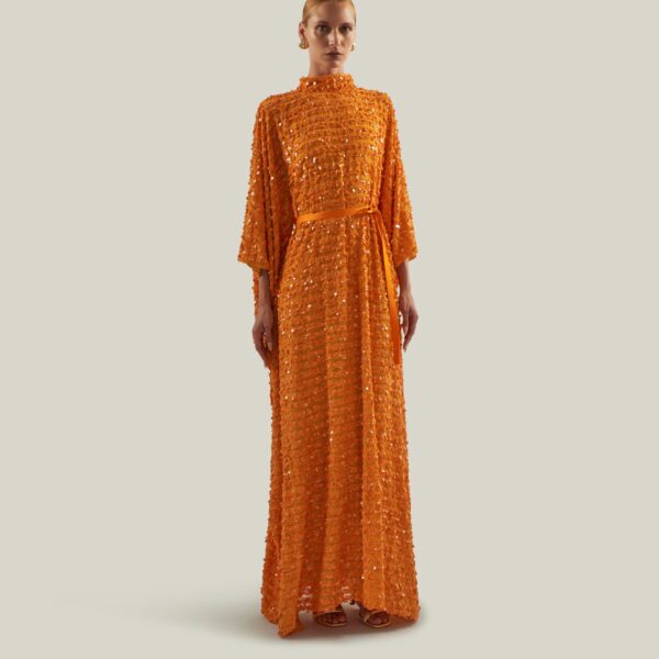Taller Marmo Caracciolo Kaftan In Mandarin - Dresses - Italian Luxury Evening Wear at Coveti