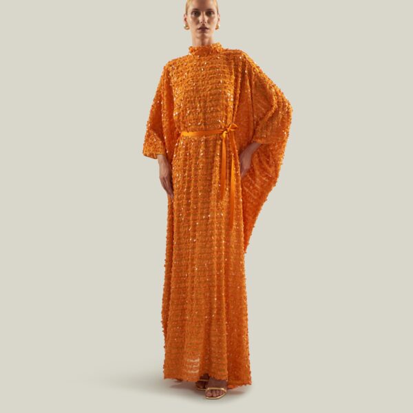 Taller Marmo Caracciolo Kaftan In Mandarin - Dresses - Italian Luxury Evening Wear at Coveti
